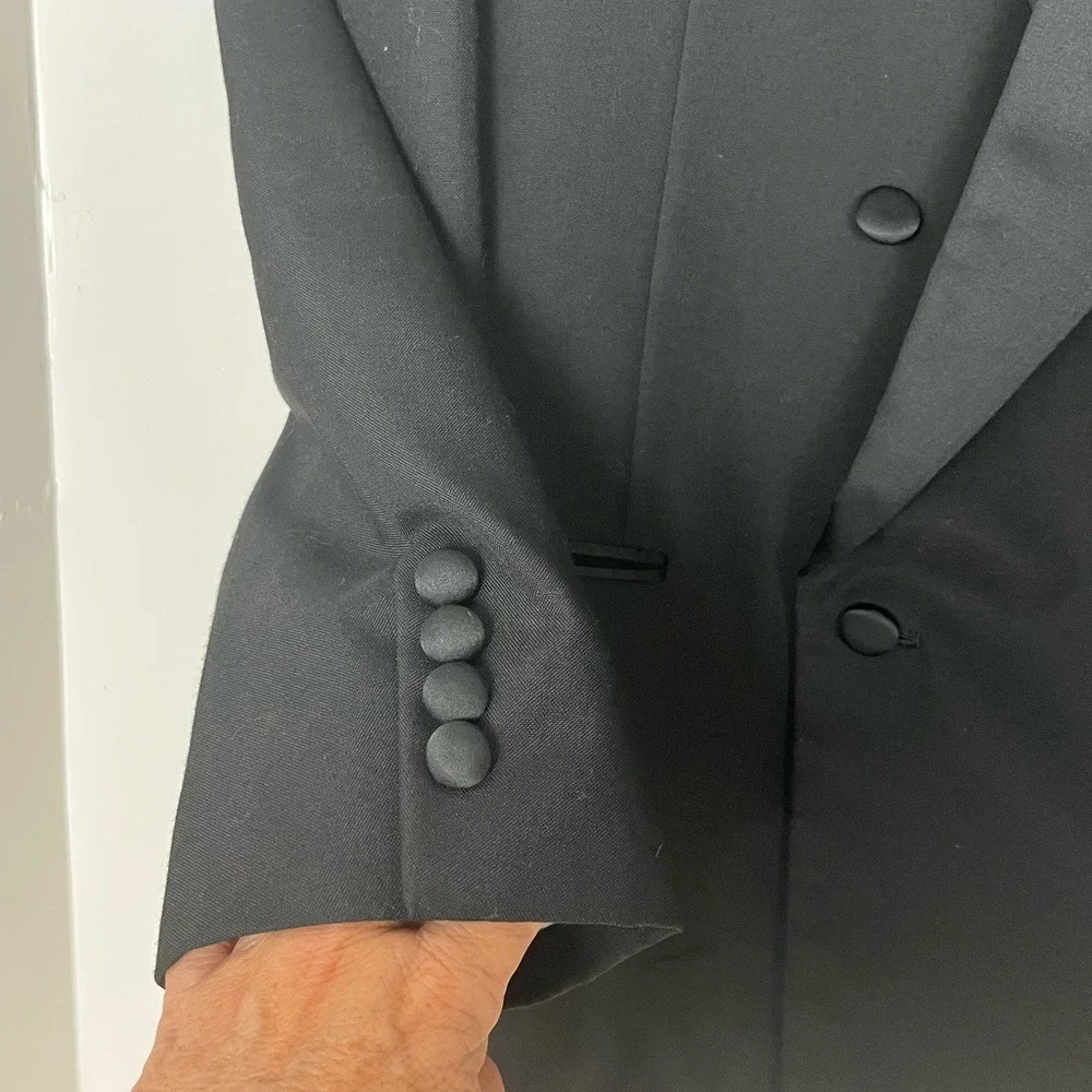 Dario Ferrozzi Tuxedo Jacket Mens 44R Black Excellent Double Breasted Peak Lapel